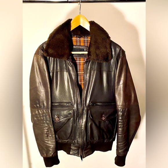 Zara Other - Zara Man Brown Leather jacket with detachable collar